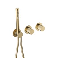 Inbouw thermostaat - Afbouwdeel Hotbath Ace Met 2-Weg Stop-Omstel Met Handdouche/ Doucheslang Geborsteld Messing