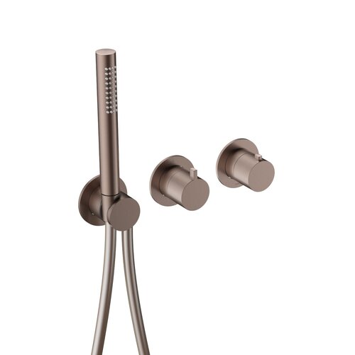 Inbouw thermostaat - Afbouwdeel Hotbath Ace Met 2-Weg Stop-Omstel Met Handdouche/ Doucheslang Geborsteld Koper PVD 