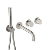 Afbouwdeel -Inbouw Bad thermostaat Hotbath Ace Met 2-Weg Stop-Omstel Met Uitloop Handdouche/ Doucheslang Geborsteld Nikkel