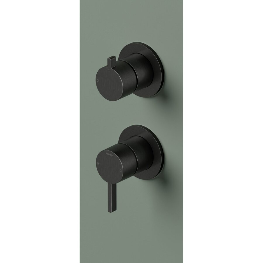 Afbouwdeel mengkraan met 2-weg omstel Hotbath Ace Geborsteld Zwart PVD