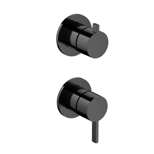 Afbouwdeel mengkraan met 2-weg omstel Hotbath Ace Gepolijst Zwart PVD 