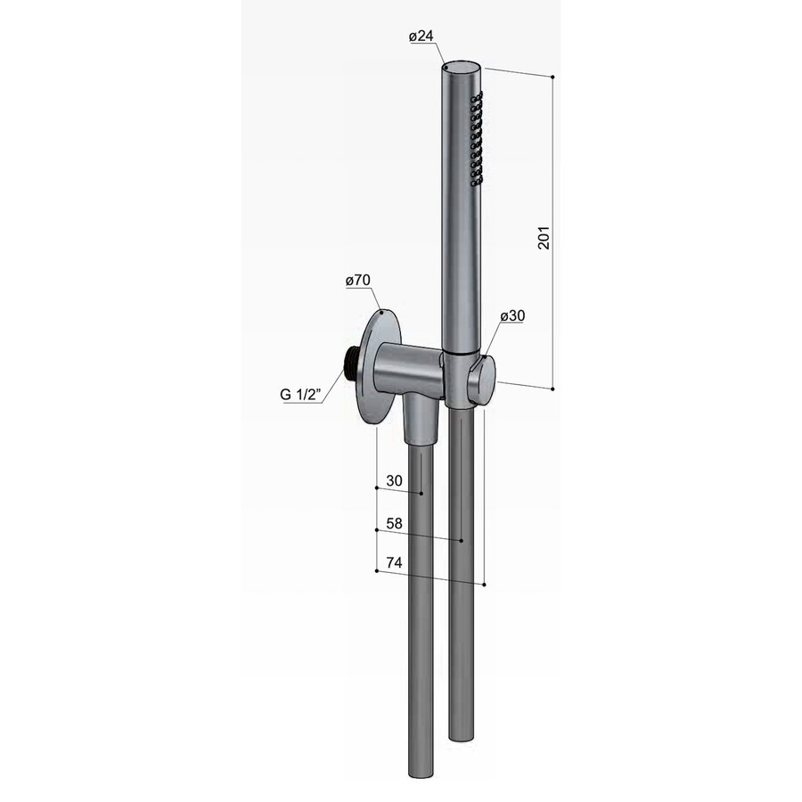 Handdouche Hotbath Ace Met Wandsteun Met Uitlaat En Doucheslang 150cm Chroom