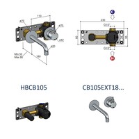 Inbouw Wastafelkraan Hotbath Cobber 18cm Gebogen Uitloop 1-Hendel Geborsteld Nikkel