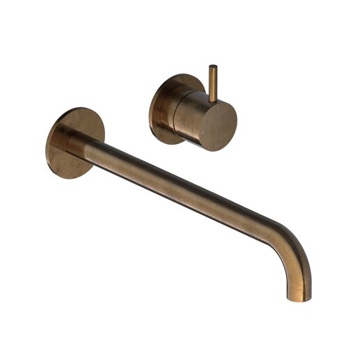 Inbouw Wastafelkraan Hotbath Cobber 25cm Gebogen Uitloop 1-Hendel Verouderd Messing 