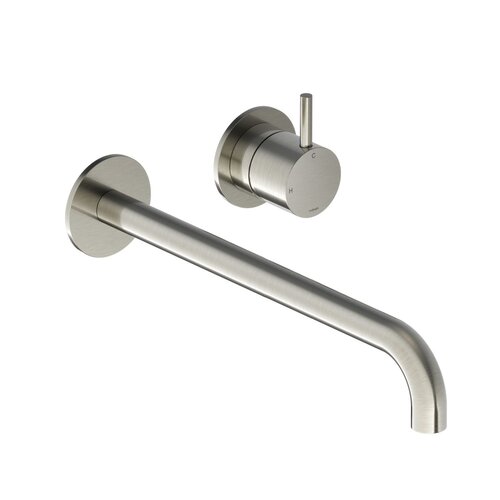 Inbouw Wastafelkraan Hotbath Cobber 25cm Gebogen Uitloop 1-Hendel Geborsteld Nikkel 