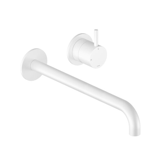 Inbouw Wastafelkraan Hotbath Cobber 25cm Gebogen Uitloop 1-Hendel Mat Wit 