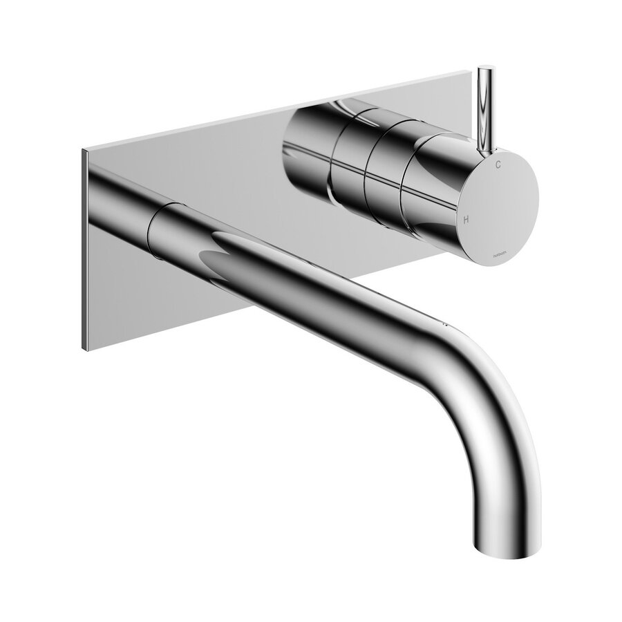 Inbouw Wastafelkraan Met Achterplaat Hotbath Cobber 18cm Gebogen Uitloop 1-Hendel Chroom