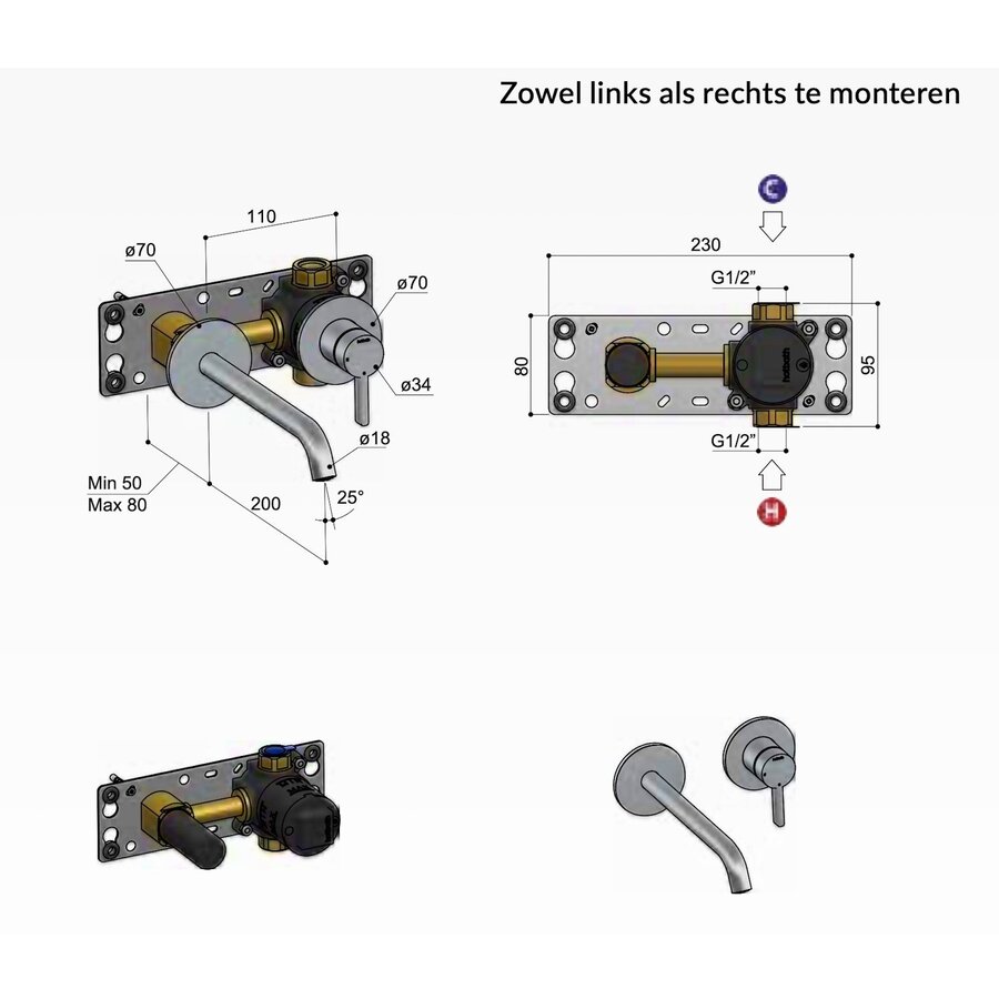 Inbouwdeel Hotbath HBCB105