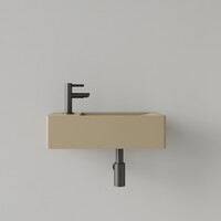 Fontein Gliss Design Freya Solid Marble 40x22x10 cm Met Kraangat Links Mat Cappuccino