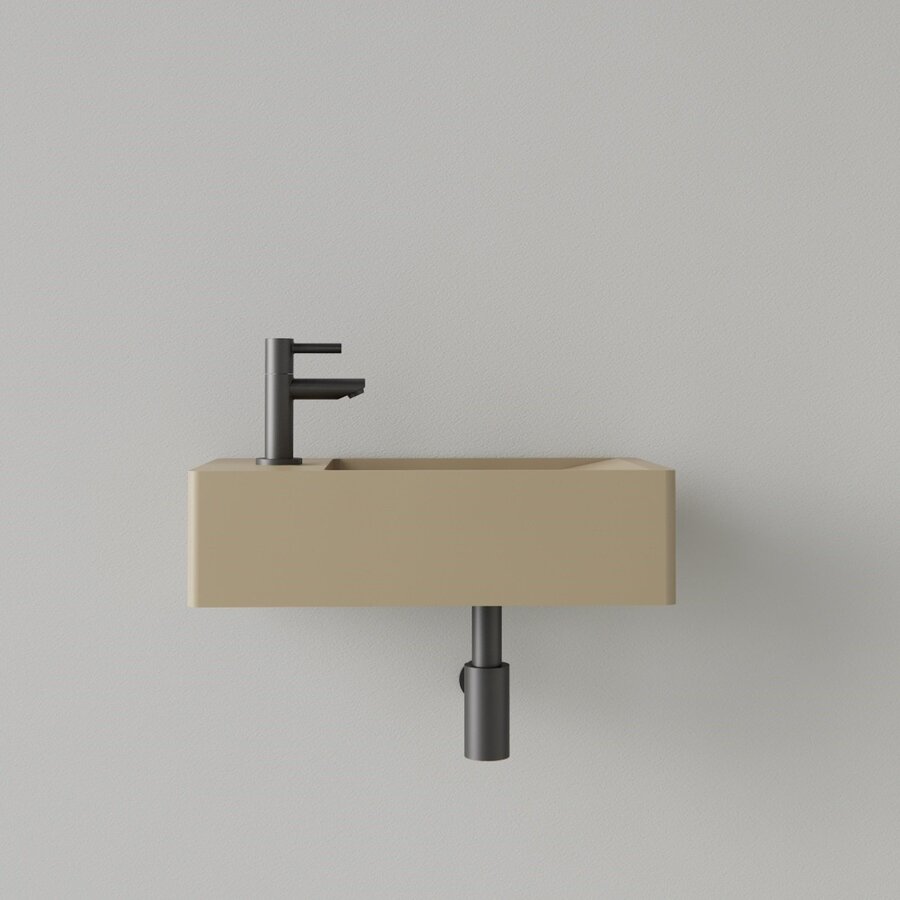 Fontein Gliss Design Freya Solid Marble 40x22x10 cm Met Kraangat Links Mat Cappuccino