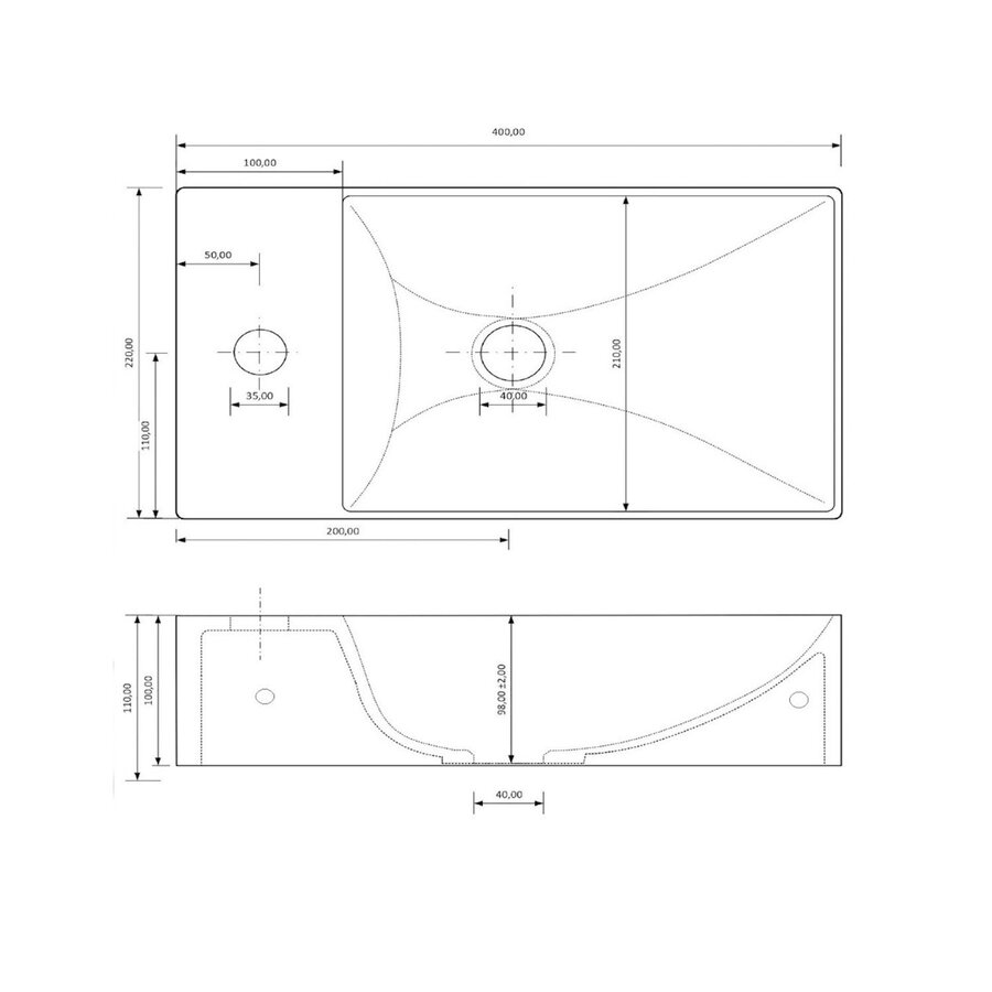 Fontein Gliss Design Freya Solid Marble 40x22x10 cm Met Kraangat Links Mat Cappuccino