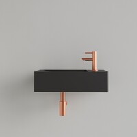 Fontein Gliss Design Freya Solid Marble 40x22x10 cm Met Kraangat Rechts Mat Zwart