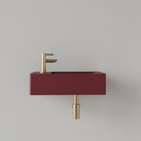 Fontein Gliss Design Freya Solid Marble 40x22x10 cm Met Kraangat Links Mat Wijn Rood