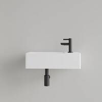 Fontein Gliss Design Freya Solid Marble 40x22x10 cm Met Kraangat Rechts Mat Wit