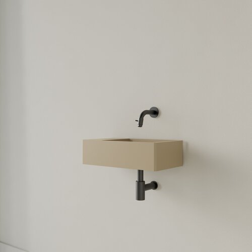 Fontein Gliss Design Freya Solid Marble 40x22x10 cm Zonder Kraangat Links Mat Cappuccino 