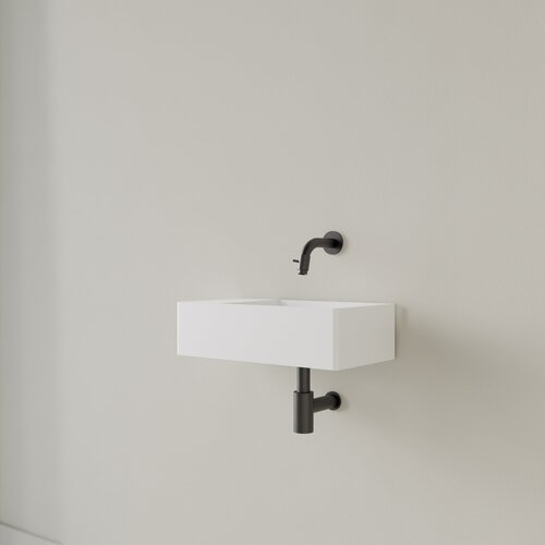 Fontein Gliss Design Freya Solid Marble 40x22x10 cm Zonder Kraangat Links Mat Wit 