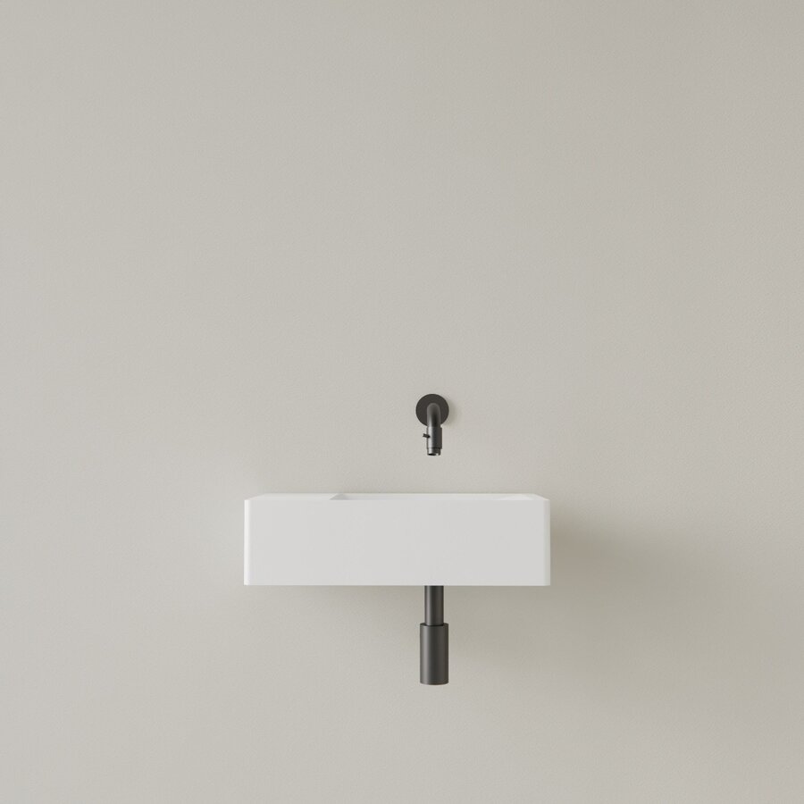 Fontein Gliss Design Freya Solid Marble 40x22x10 cm Zonder Kraangat Links Glans Wit