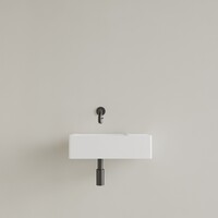 Fontein Gliss Design Freya Solid Marble 40x22x10 cm Zonder Kraangat Rechts Glans Wit