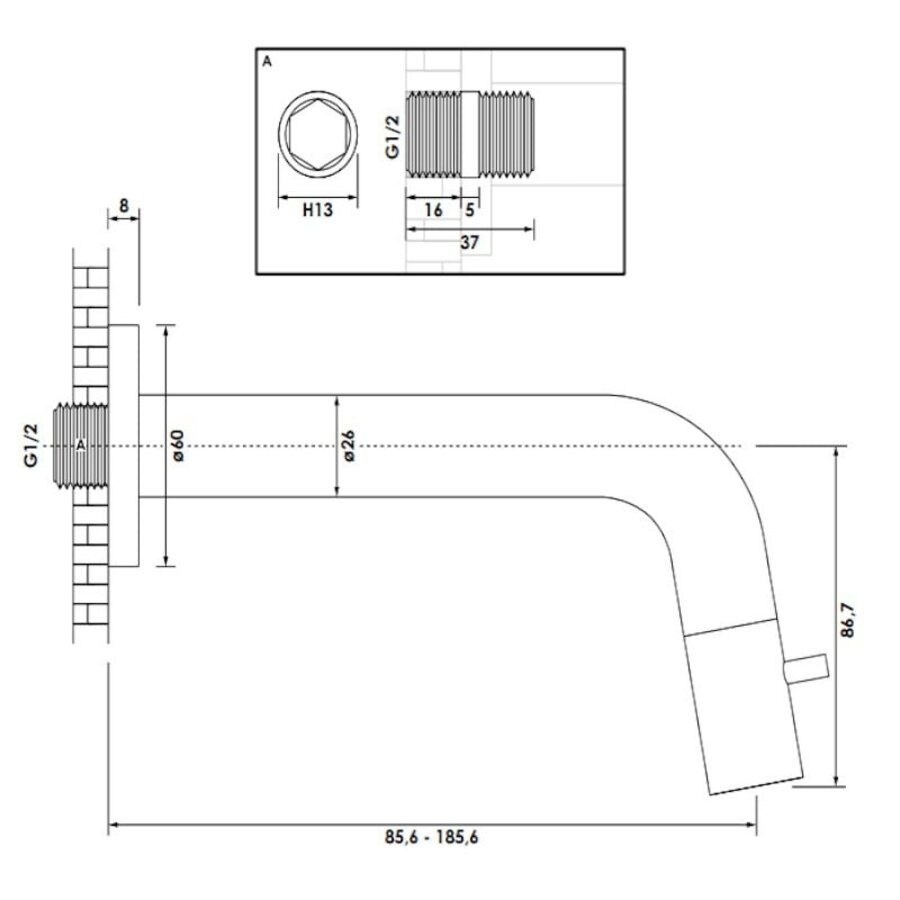 Inbouw Fonteinkraan Brauer Copper Edition Inkortbaar Koper Geborsteld PVD