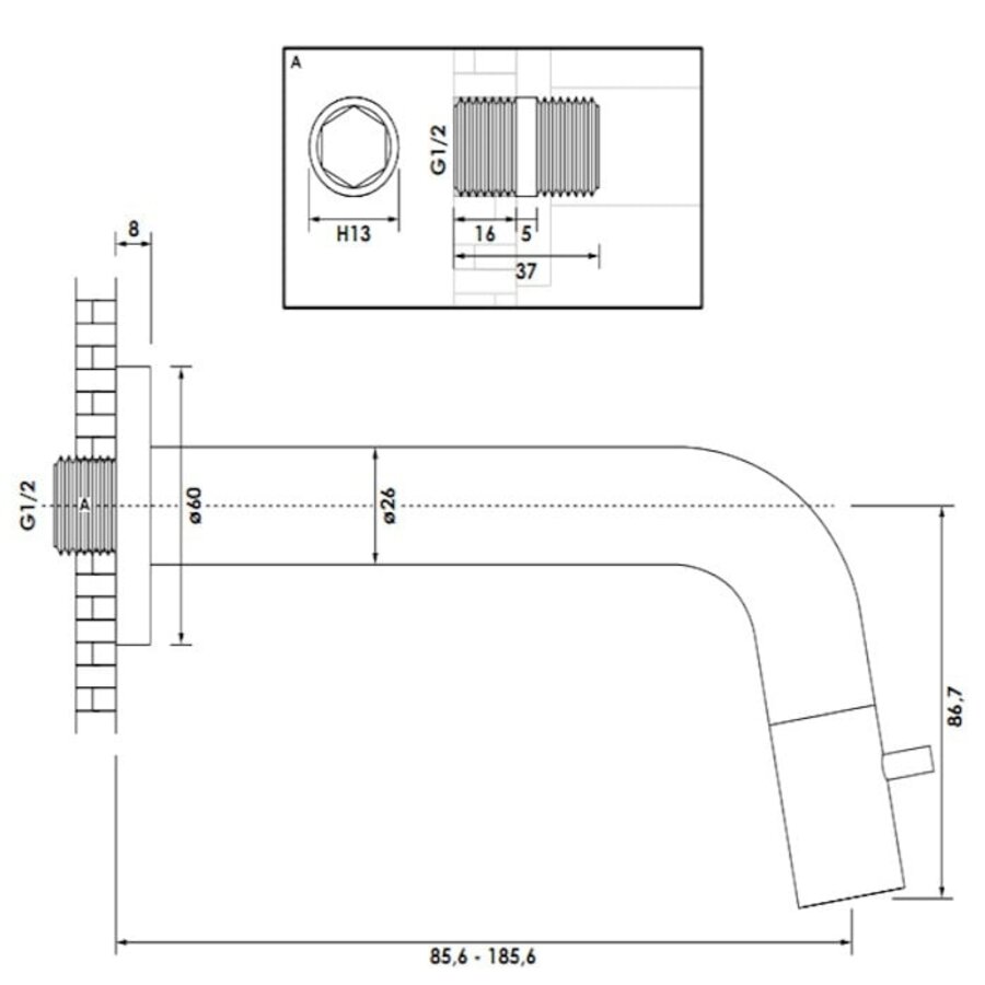 Inbouw Fonteinkraan Brauer Gold Edition Inkortbaar Goud Geborsteld PVD