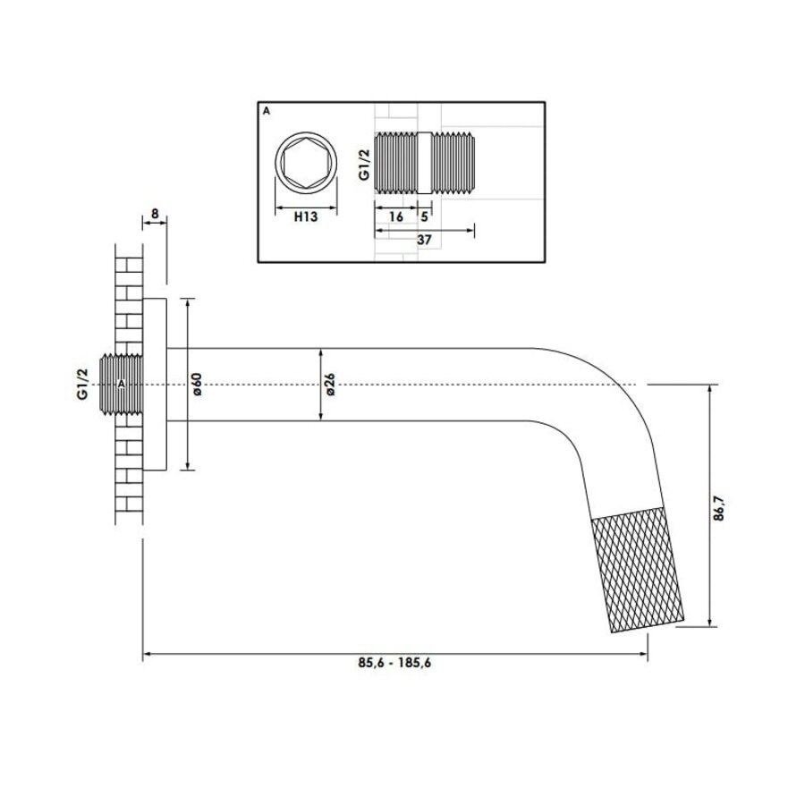 Inbouw Fonteinkraan Brauer Brushed Carving Edition Inkortbaar RVS Geborsteld PVD