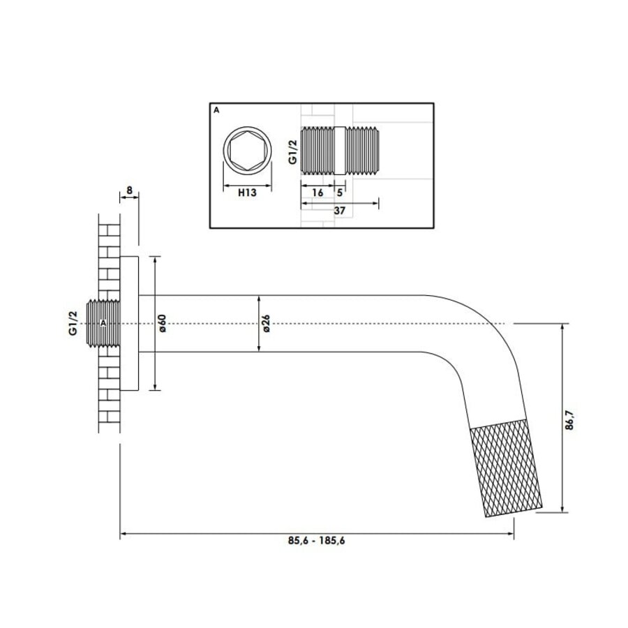 Inbouw Fonteinkraan Brauer Gunmetal Carving Edition Inkortbaar Gunmetal Geborsteld PVD
