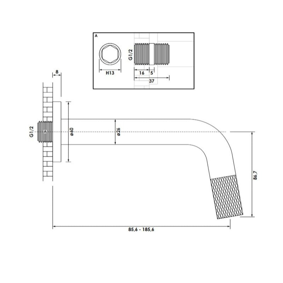 Inbouw Fonteinkraan Brauer Copper Carving Edition Inkortbaar Koper Geborsteld PVD