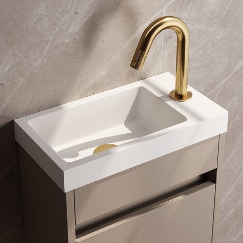 Opbouw Fonteinkraan Brauer Gold Carving Edition Met Gebogen Uitloop Goud Geborsteld PVD 