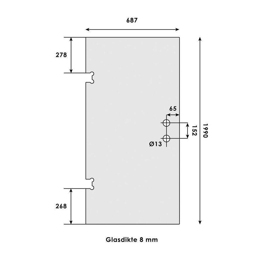 Sanitop Douchedeur Just Creating | Profielloos | 70cm | Omkeerbaar Helder Glas | Nisdeur