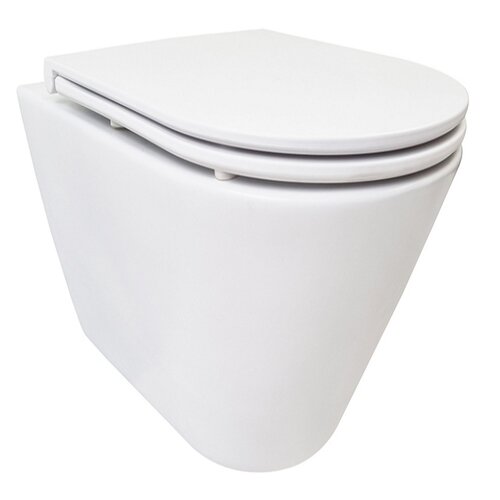 Rimless Wandcloset Wiesbaden Flatline Mat Wit Met Flatline Toiletzitting Softclose En Quick Release Mat Wit 