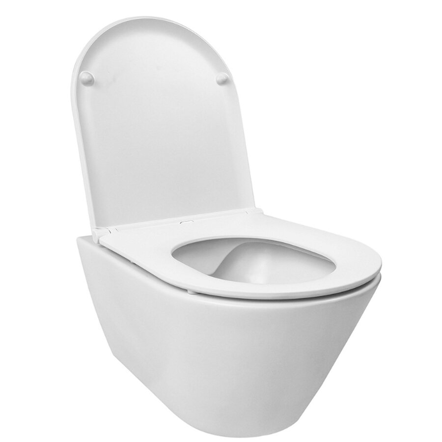 Rimless Wandcloset Wiesbaden Flatline Mat Wit Met Flatline Toiletzitting Softclose En Quick Release Mat Wit