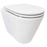 Rimless Wandcloset BSW Astev Wit Met Flatline Toiletzitting Softclose En Quick Release Mat Wit