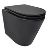 Rimless Wandcloset Wiesbaden Tornado Flush Mat Zwart Met Flatline Toiletzitting Softclose En Quick Release Mat Zwart