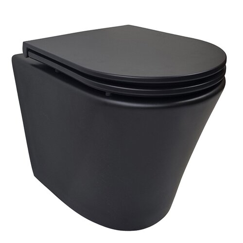 Vesta Rimless Wandcloset Wiesbaden Mat Zwart Met Flatline Toiletzitting Softclose En Quick Release Mat Zwart 