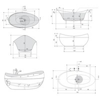 Vrijstaand Bad BWS Adonis Arcryl 190x96x82 cm Mat Zwart