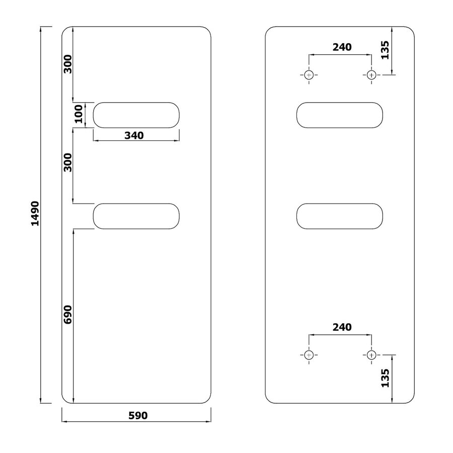 Designradiator Sapho Tabella Open 59x149 cm Mat Wit