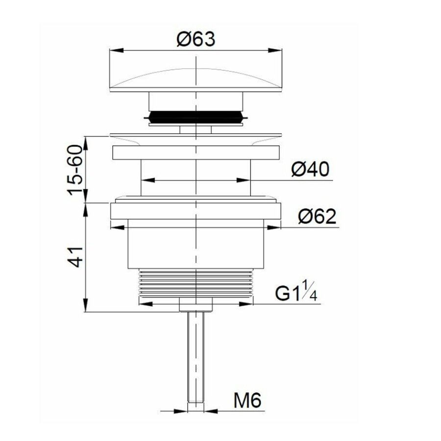 Clickwaste Luxe BWS Mark Laag Model 5/4" Geborsteld Brons Koper