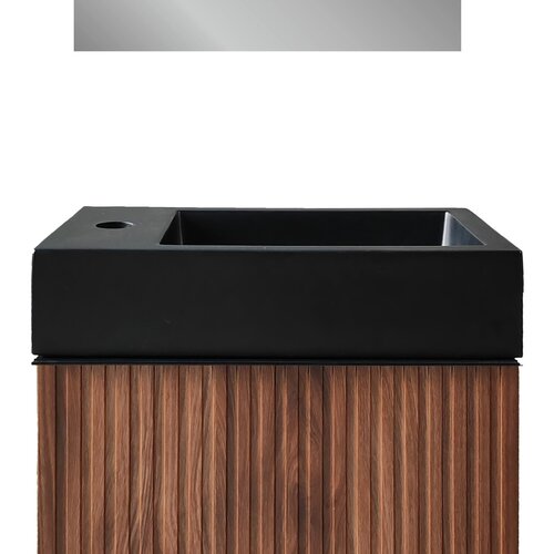 Wastafel BWS Sona Met Kraangat Links/Rechts 40x22,5 cm Mat Zwart 