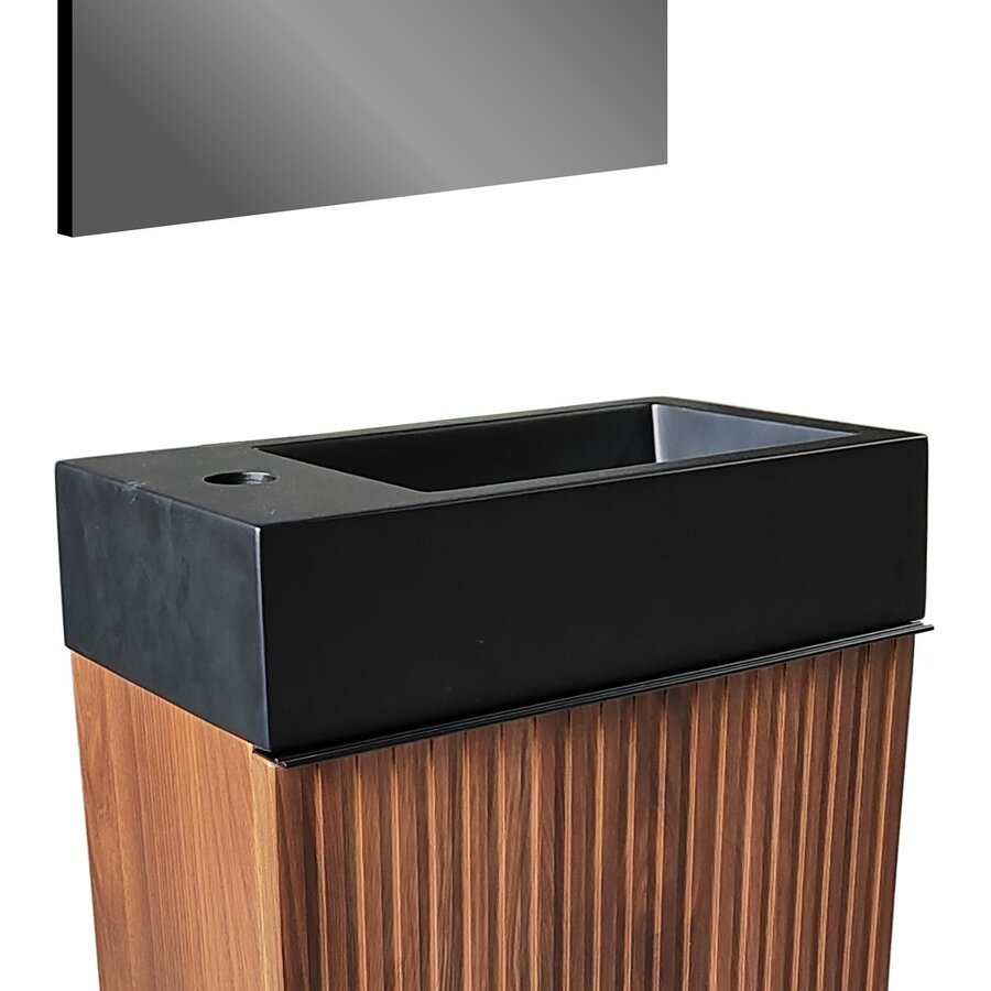 Wastafel BWS Sona Met Kraangat Links/Rechts 40x22,5 cm Mat Zwart