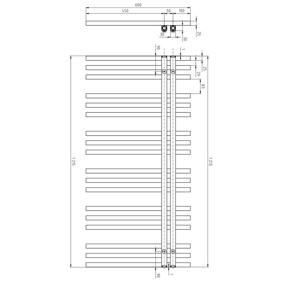 Designradiator Sapho Sophina 60x121,5 cm 623W Mat Zwart