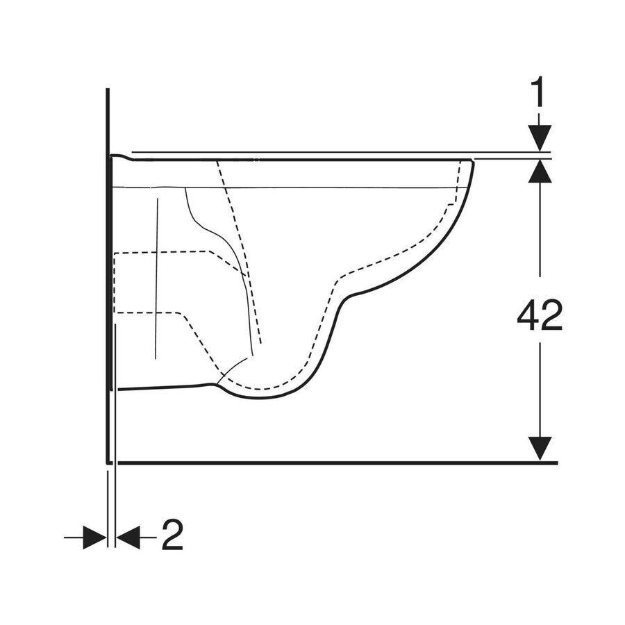 Geberit Bastia Wandcloset Diepspoel Rimfree Wit (zonder zitting)
