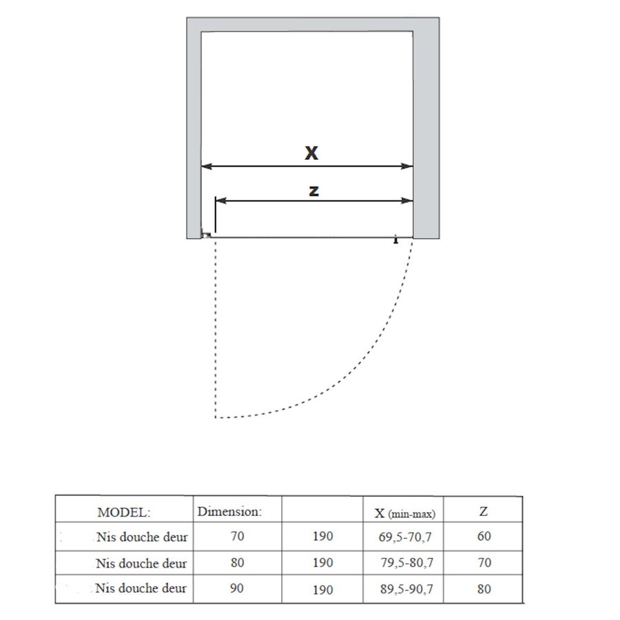 Nisdeur | BWS | Marip | 6mm | 70x190 cm | Zwart