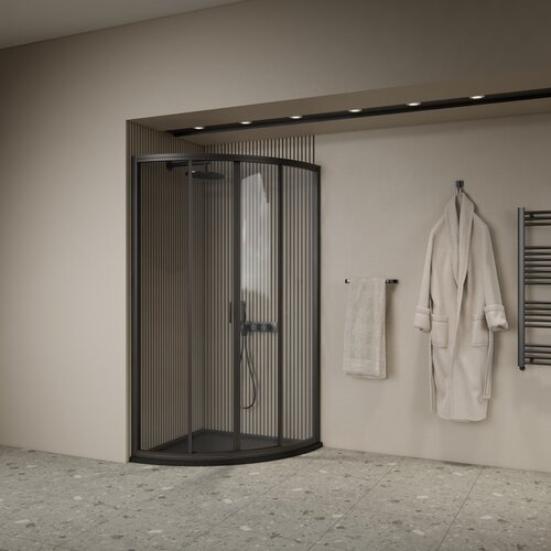 Douchecabine BWS Ola 80x80x190 cm Kwartrond Schuif Zwart 