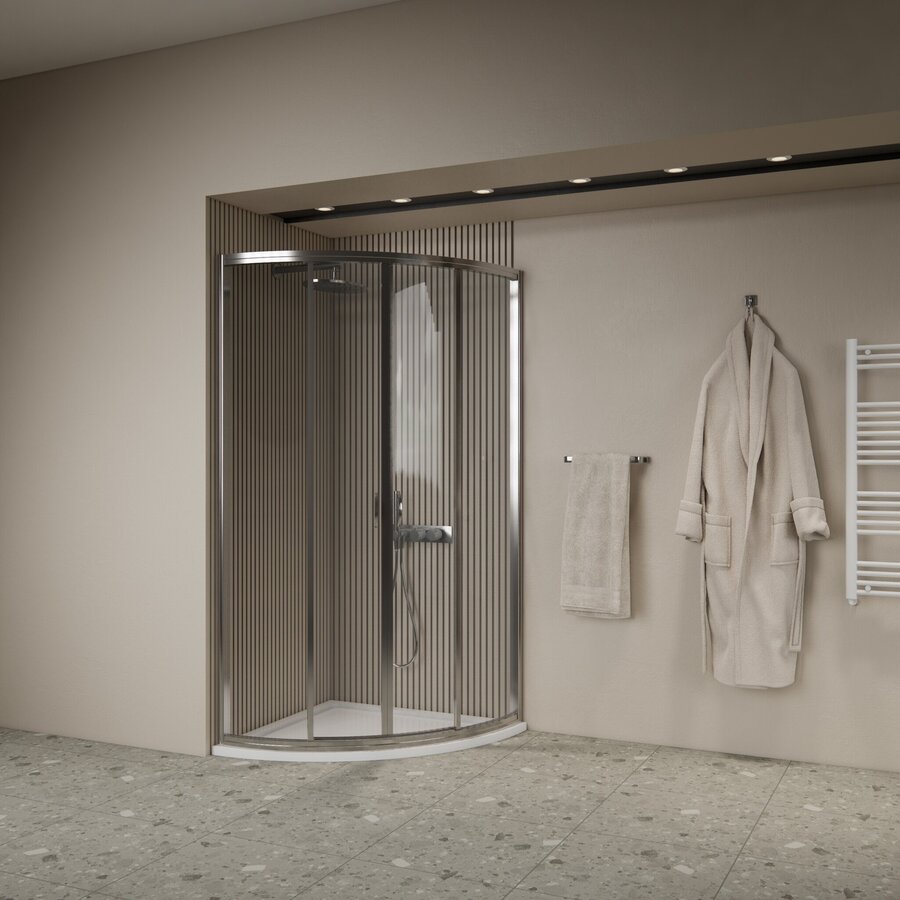 Douchecabine BWS Ola 90x90x190 cm Kwartrond Schuif Chroom