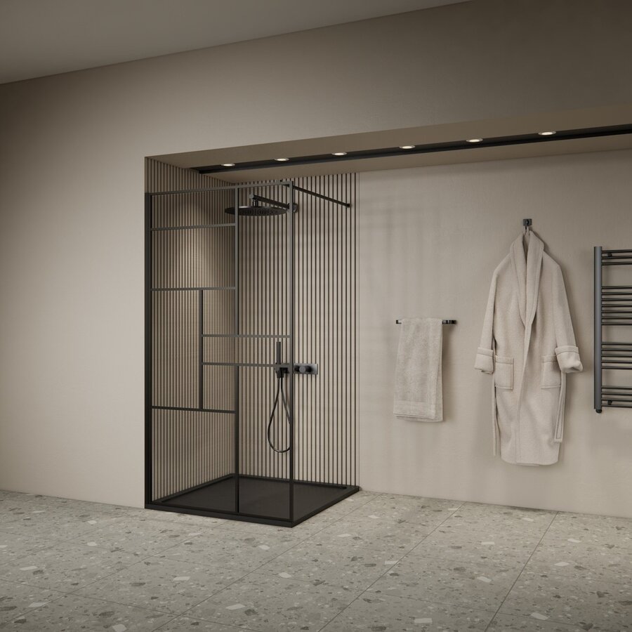 Inloopdouche BWS Airon 120x200 cm Zwart