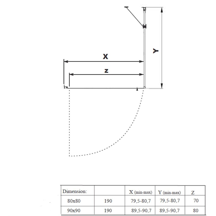 Douchecabine | BWS Gusma | 1 Deur | 80x80x190 cm | Chroom