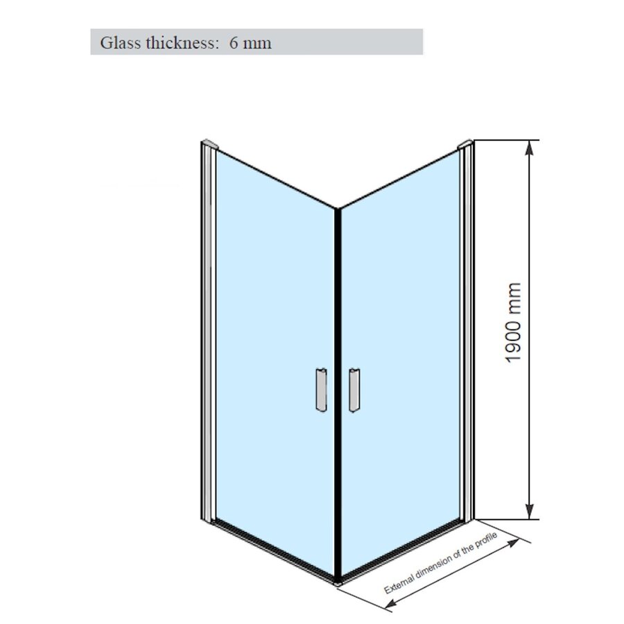 Douchecabine | BWS Gusma | 2 Deuren | 80x80x190 cm | Zwart