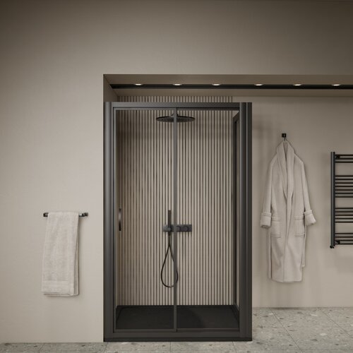 Douchecabine Schuifdeur BWS Luad 90x90x190 cm Zwart 