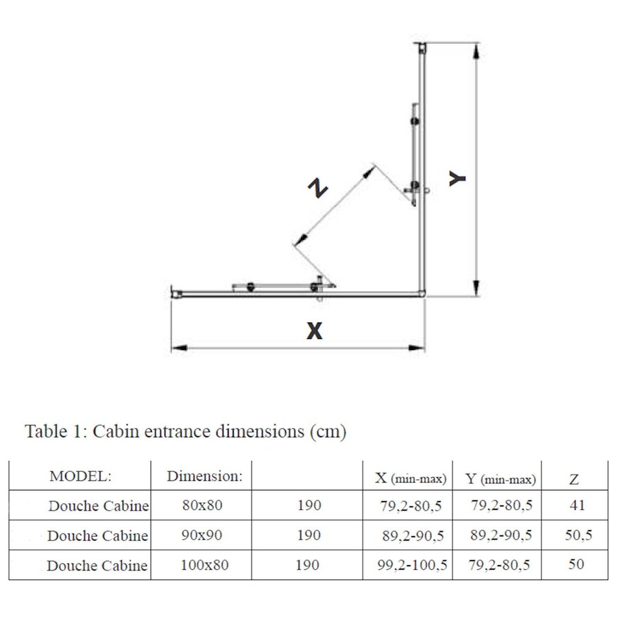 Douchecabine Schuifdeur BWS Luad 90x90x190 cm Zwart