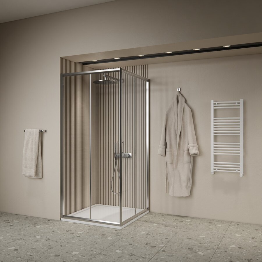 Douchecabine Dubbele Schuifdeur BWS Luad 140x90x190 cm Chroom